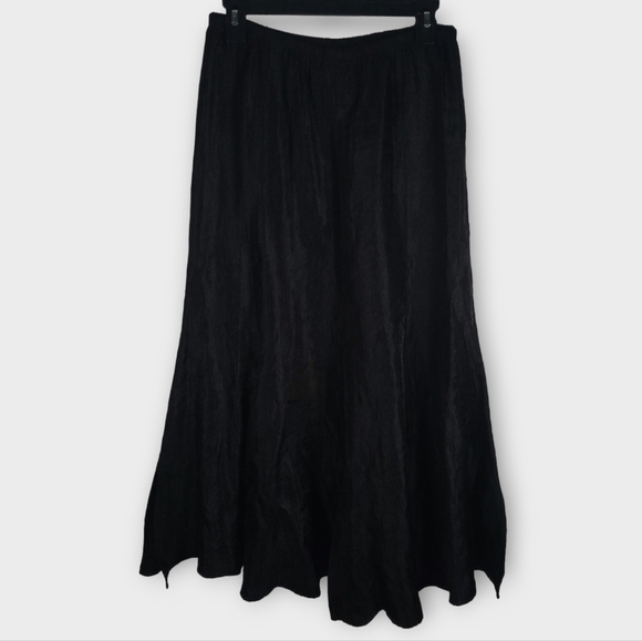 Expo New York Size Medium Black Metallic Pleated Vintage Midi Skirts - Picture 2 of 4
